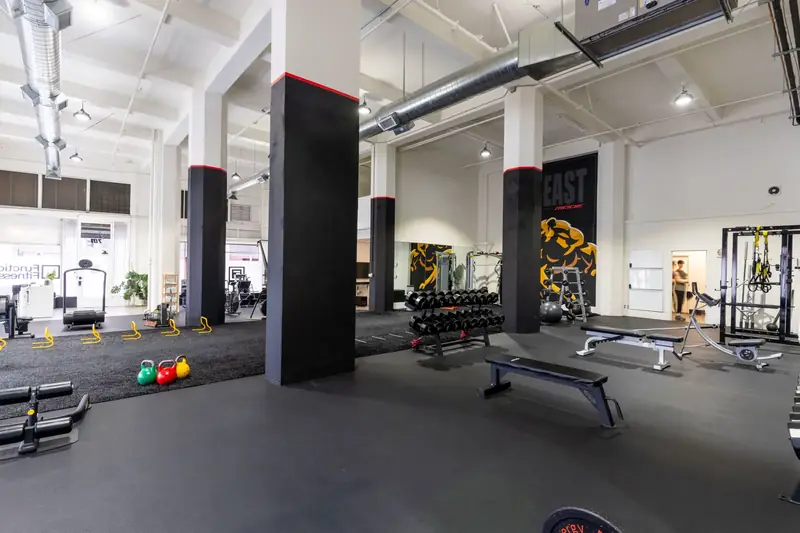 Conditioning floor inside the Function Fitness fitness gym in DTLA